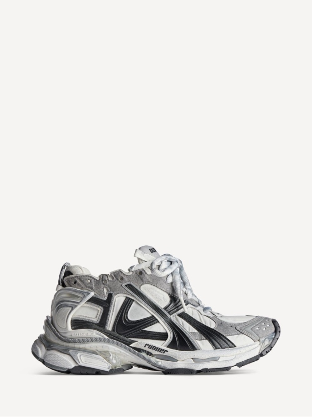 Balenciaga Men’s Runner Sneaker in White, Grey & Black | Size FR/EUR 46 - US 13
